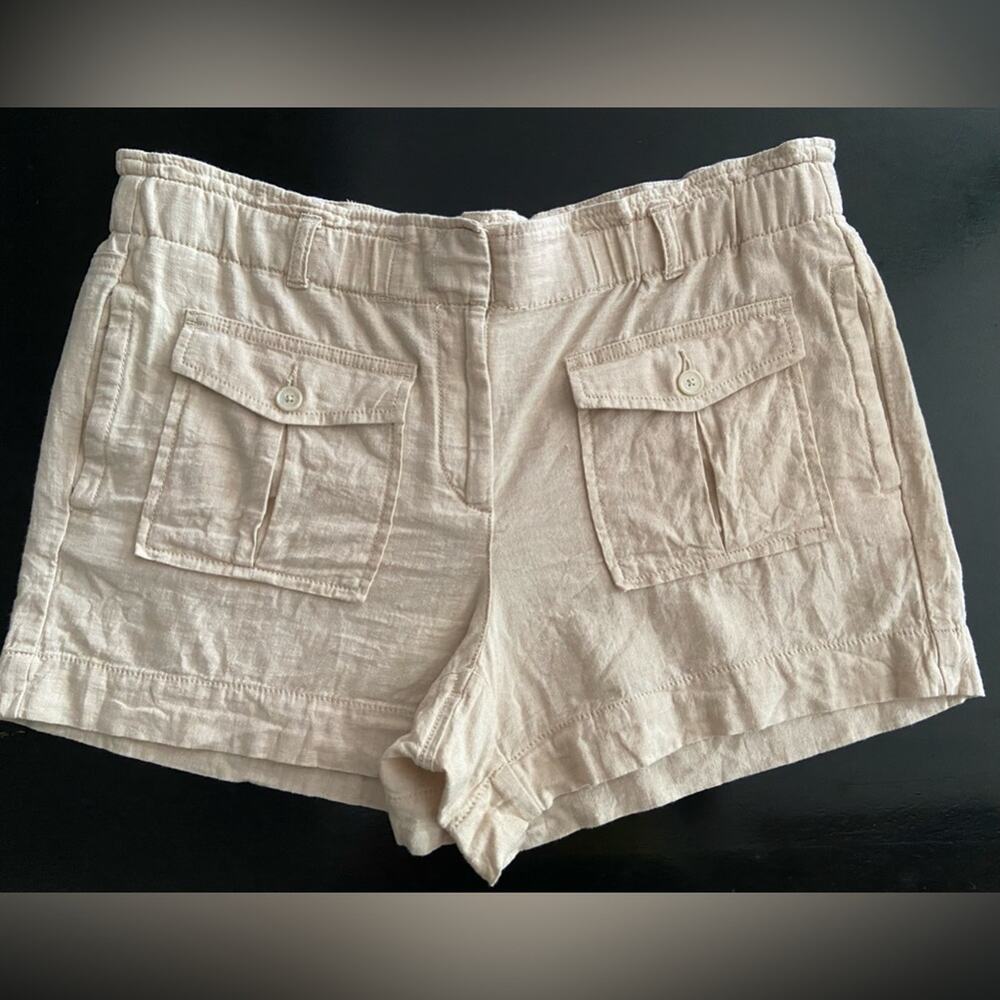Ann Taylor LOFT Taupe Paperbag Linen/Cotton Shorts sz M